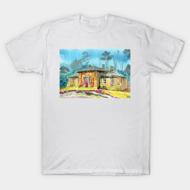 Gouache Painting of Wingfield Station, Derbyshire T-Shirt by WaterGardens